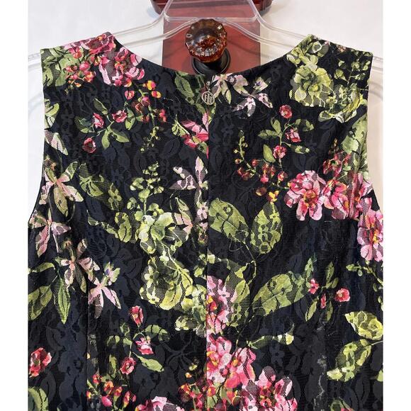 Tommy Hilfiger Womens Size 18 Black Floral Layered Knee Length Dress NWT! A3471 - Picture 9 of 12